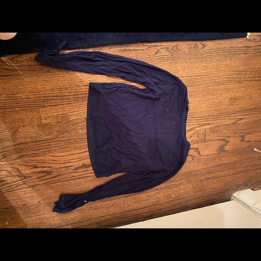 Zella navy blue long sleeve cropped workout top